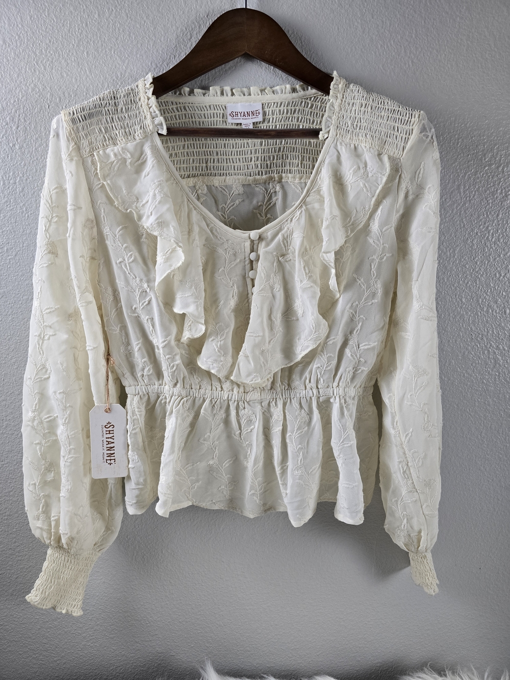 Shyanne Cream Ruffle Peplum Blouse